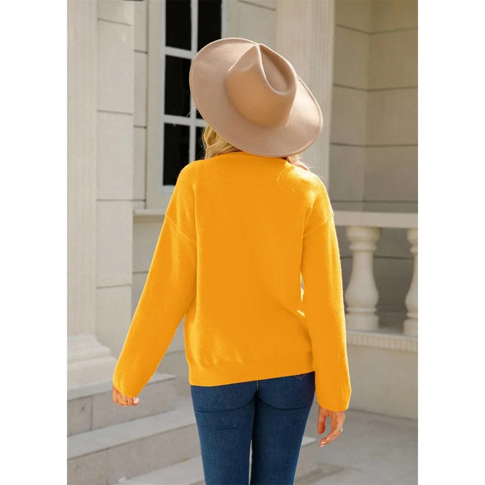 Round Neck Long Sleeve Single-Breasted Sweater - Picture 5 of 11